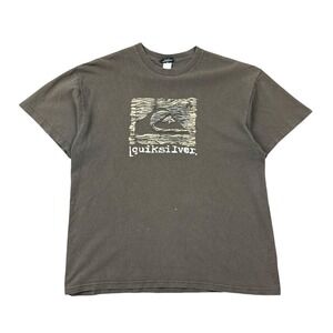 Vintage Y2K Quiksilver T Shirt Men XL Brown Sun Faded Distressed Surf Skate